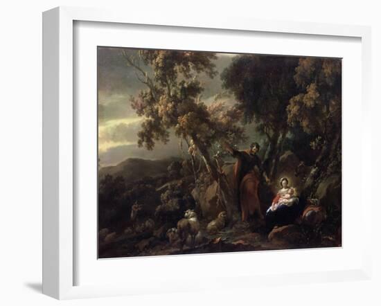 Rest on the Flight into Egypt, 17th Century-Nicolaes Berchem-Framed Giclee Print