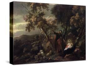 Rest on the Flight into Egypt, 17th Century-Nicolaes Berchem-Stretched Canvas