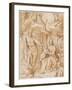 Rest on the Flight into Egypt (Black Chalk with Pen and Ink and Wash on Paper)-Federico Zuccaro-Framed Giclee Print