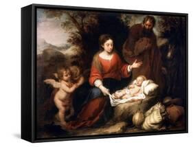 Rest on the Flight into Egypt, C1665-Bartolomé Esteban Murillo-Framed Stretched Canvas