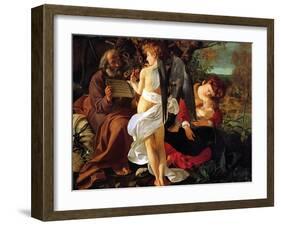 Rest on the Flight into Egypt, Ca. 1597-Caravaggio-Framed Giclee Print