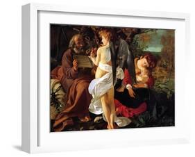 Rest on the Flight into Egypt, Ca. 1597-Caravaggio-Framed Giclee Print