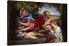 Rest on the Flight into Egypt with Saint Justina, 1529-Lorenzo Lotto-Stretched Canvas