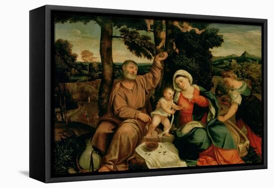 Rest on the Flight into Egypt-Bonifacio Veronese-Framed Stretched Canvas