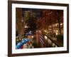 Restaurant Along a River Lit Up at Dusk, San Antonio River, San Antonio, Texas, USA-null-Framed Photographic Print