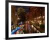 Restaurant Along a River Lit Up at Dusk, San Antonio River, San Antonio, Texas, USA-null-Framed Photographic Print