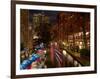 Restaurant Along a River Lit Up at Dusk, San Antonio River, San Antonio, Texas, USA-null-Framed Photographic Print