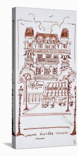 Restaurant along the Champs Elysees, Paris, France-Richard Lawrence-Stretched Canvas