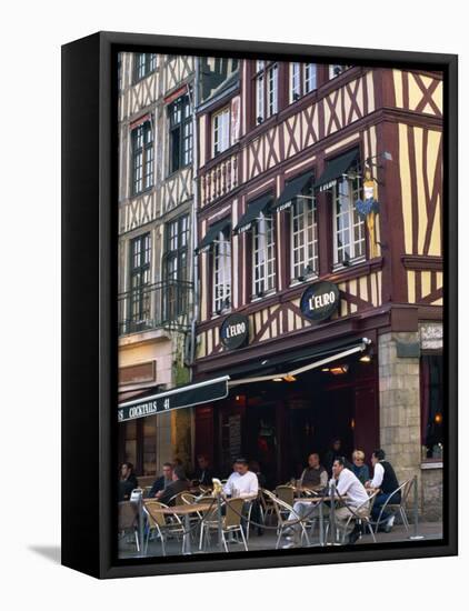 Restaurant and Bar in the Place Du Vieux Marche, Rouen, Seine-Maritime, Haute Normandie, France-Tomlinson Ruth-Framed Stretched Canvas