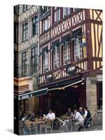 Restaurant and Bar in the Place Du Vieux Marche, Rouen, Seine-Maritime, Haute Normandie, France-Tomlinson Ruth-Stretched Canvas