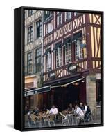 Restaurant and Bar in the Place Du Vieux Marche, Rouen, Seine-Maritime, Haute Normandie, France-Tomlinson Ruth-Framed Stretched Canvas