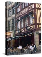 Restaurant and Bar in the Place Du Vieux Marche, Rouen, Seine-Maritime, Haute Normandie, France-Tomlinson Ruth-Stretched Canvas