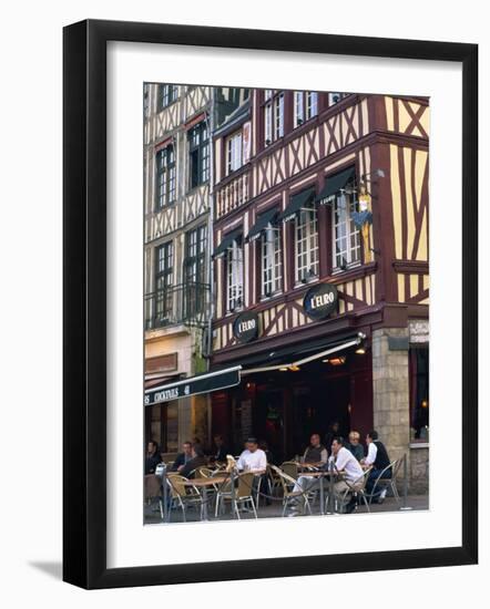 Restaurant and Bar in the Place Du Vieux Marche, Rouen, Seine-Maritime, Haute Normandie, France-Tomlinson Ruth-Framed Photographic Print