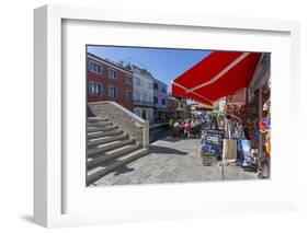 Restaurant and souvenir bags, Burano, Veneto, Italy, Europe-Frank Fell-Framed Photographic Print