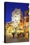 Restaurant and the Abbey Church of Saint Lucia, Ortygia, Syracuse, Sicily, Italy-Neil Farrin-Stretched Canvas