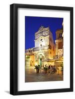 Restaurant and the Abbey Church of Saint Lucia, Ortygia, Syracuse, Sicily, Italy-Neil Farrin-Framed Photographic Print