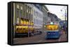 Restaurant and Tram on Sodra Hamng, Gothenburg, Sweden, Scandinavia, Europe-Frank Fell-Framed Stretched Canvas