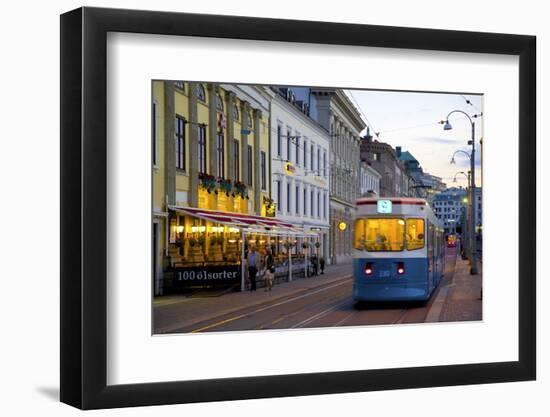 Restaurant and Tram on Sodra Hamng, Gothenburg, Sweden, Scandinavia, Europe-Frank Fell-Framed Photographic Print