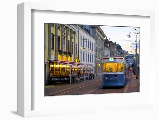 Restaurant and Tram on Sodra Hamng, Gothenburg, Sweden, Scandinavia, Europe-Frank Fell-Framed Photographic Print