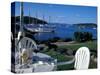 Restaurant at the Bar Harbor Inn and View of the Porcupine Islands, Maine, USA-Jerry & Marcy Monkman-Stretched Canvas