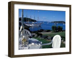 Restaurant at the Bar Harbor Inn and View of the Porcupine Islands, Maine, USA-Jerry & Marcy Monkman-Framed Premium Photographic Print