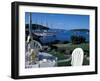 Restaurant at the Bar Harbor Inn and View of the Porcupine Islands, Maine, USA-Jerry & Marcy Monkman-Framed Premium Photographic Print