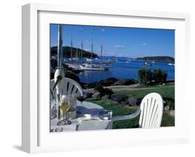 Restaurant at the Bar Harbor Inn and View of the Porcupine Islands, Maine, USA-Jerry & Marcy Monkman-Framed Premium Photographic Print