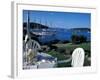 Restaurant at the Bar Harbor Inn and View of the Porcupine Islands, Maine, USA-Jerry & Marcy Monkman-Framed Photographic Print