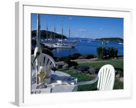 Restaurant at the Bar Harbor Inn and View of the Porcupine Islands, Maine, USA-Jerry & Marcy Monkman-Framed Photographic Print