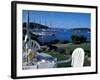 Restaurant at the Bar Harbor Inn and View of the Porcupine Islands, Maine, USA-Jerry & Marcy Monkman-Framed Photographic Print