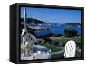 Restaurant at the Bar Harbor Inn and View of the Porcupine Islands, Maine, USA-Jerry & Marcy Monkman-Framed Stretched Canvas