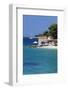 Restaurant at the Beach with Sailing Boat, Bol, Brac Island, Dalmatia, Croatia, Europe-Markus Lange-Framed Photographic Print