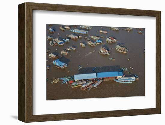 Restaurant, Chong Kneas Floating Village, Tonle Sap Lake, Near Siem Reap, Cambodia-David Wall-Framed Photographic Print