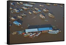 Restaurant, Chong Kneas Floating Village, Tonle Sap Lake, Near Siem Reap, Cambodia-David Wall-Framed Stretched Canvas