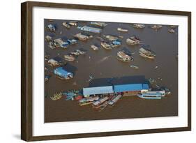 Restaurant, Chong Kneas Floating Village, Tonle Sap Lake, Near Siem Reap, Cambodia-David Wall-Framed Photographic Print