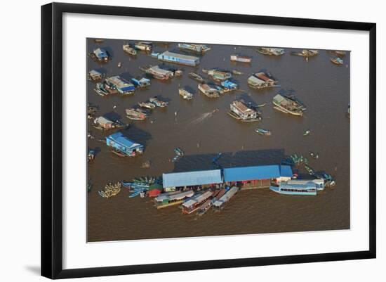 Restaurant, Chong Kneas Floating Village, Tonle Sap Lake, Near Siem Reap, Cambodia-David Wall-Framed Photographic Print