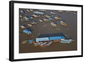 Restaurant, Chong Kneas Floating Village, Tonle Sap Lake, Near Siem Reap, Cambodia-David Wall-Framed Photographic Print