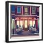 Restaurant Facade. Retro Style Vector Illustration-Doremi-Framed Art Print