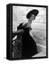 Restaurant Fashions: Cartwheel Hat, Strapless Evening Dress and Stole-Nina Leen-Framed Stretched Canvas