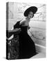 Restaurant Fashions: Cartwheel Hat, Strapless Evening Dress and Stole-Nina Leen-Stretched Canvas