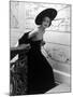 Restaurant Fashions: Cartwheel Hat, Strapless Evening Dress and Stole-Nina Leen-Mounted Premium Photographic Print