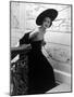 Restaurant Fashions: Cartwheel Hat, Strapless Evening Dress and Stole-Nina Leen-Mounted Photographic Print