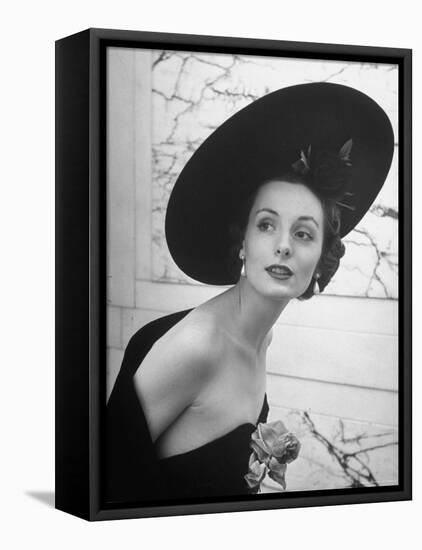 Restaurant Fashions: Cartwheel Hat-Nina Leen-Framed Stretched Canvas