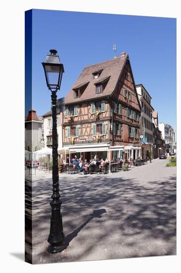 Restaurant in a Half-Timbered House, Colmar, Alsace, France, Europe-Markus Lange-Stretched Canvas