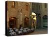 Restaurant in a Small Piazza, San Gimignano, Tuscany, Italy-Janis Miglavs-Stretched Canvas