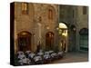 Restaurant in a Small Piazza, San Gimignano, Tuscany, Italy-Janis Miglavs-Stretched Canvas