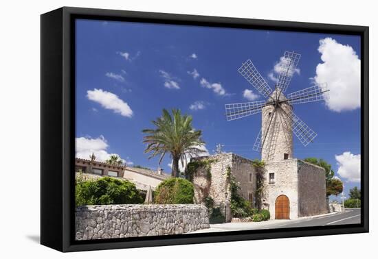 Restaurant in a Windmill, Sineu, Majorca (Mallorca), Balearic Islands, Spain, Mediterranean, Europe-Markus Lange-Framed Stretched Canvas