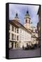 Restaurant in Cobbled Street, Ljubljana, Slovenia, Europe-Matthew Williams-Ellis-Framed Stretched Canvas