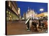 Restaurant in Piazza Duomo at Dusk, Milan, Lombardy, Italy, Europe-Vincenzo Lombardo-Stretched Canvas