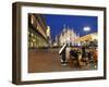 Restaurant in Piazza Duomo at Dusk, Milan, Lombardy, Italy, Europe-Vincenzo Lombardo-Framed Photographic Print